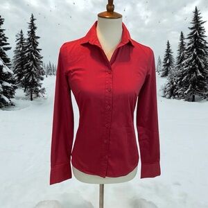 The Limited * Red Fitted Long Sleeve Button Down Shirt * Size XS * NEW WITH TAGS
